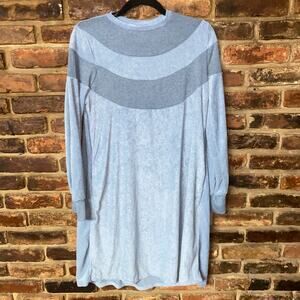 Perfect Peach Light Blue French Terry Cloth Long Sleeve Knit Dress Women's Large
